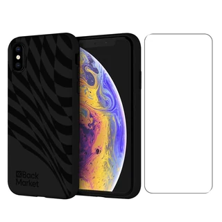 RefurbLane Case iPhone X/XS and protective screen - 100% Biodegradable - Black Wave