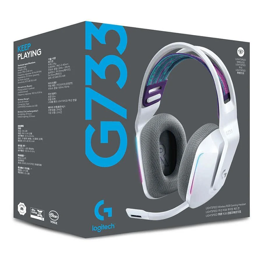 Logitech G733 Lightspeed Noise cancelling Gaming Headphone with microphone - White