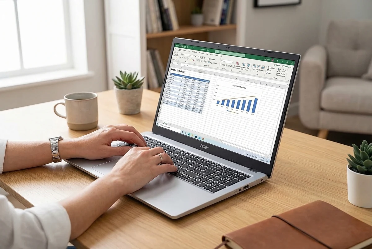 Image of someone typing on an Acer Aspire 3 laptop