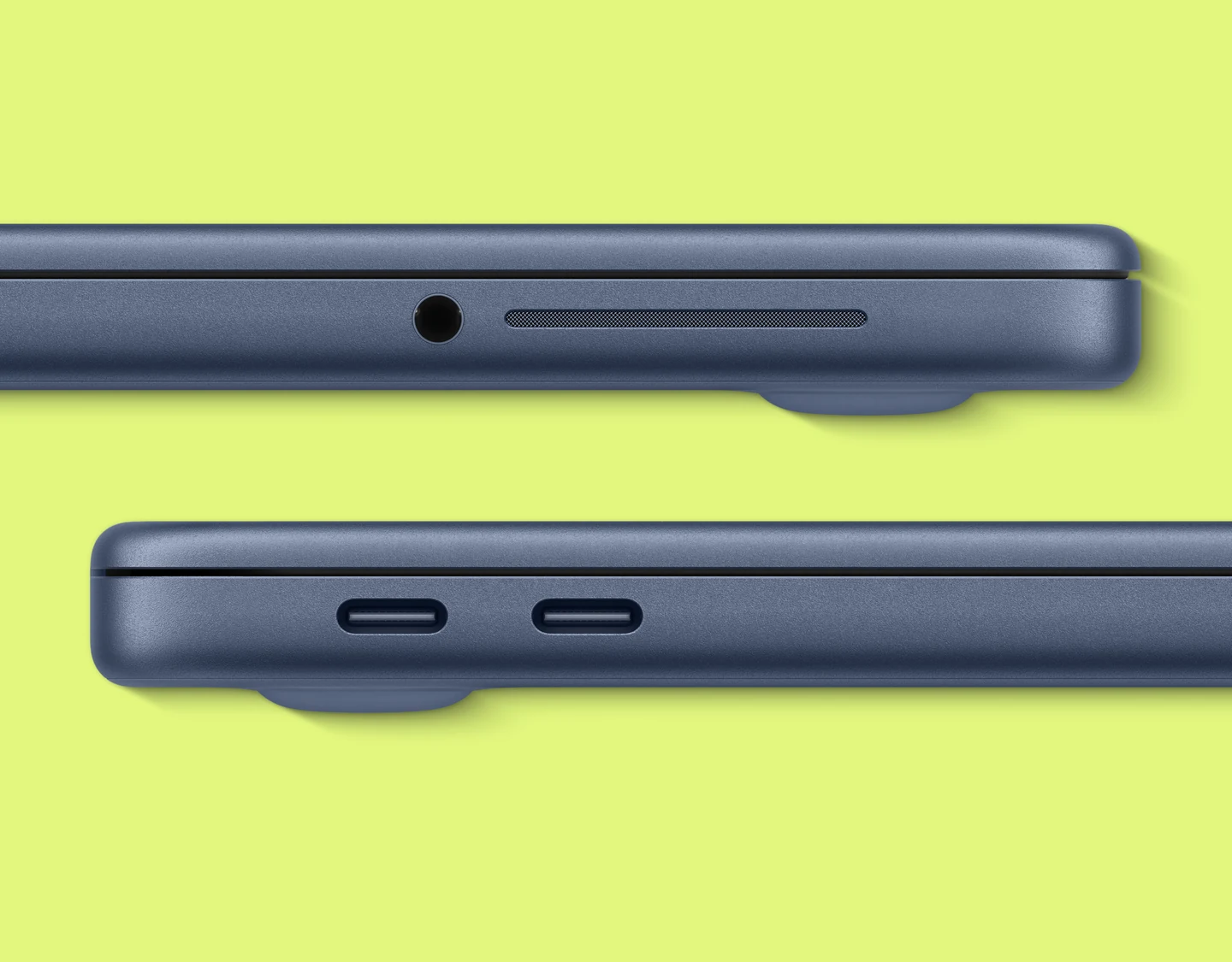 Side view of the MacBook Neo showing two USB-C ports on the edge of the laptop.