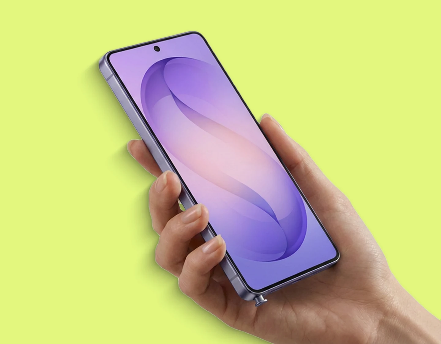 A Samsung Galaxy S26 Ultra in hand showing the slim aluminum frame and the S Pen.