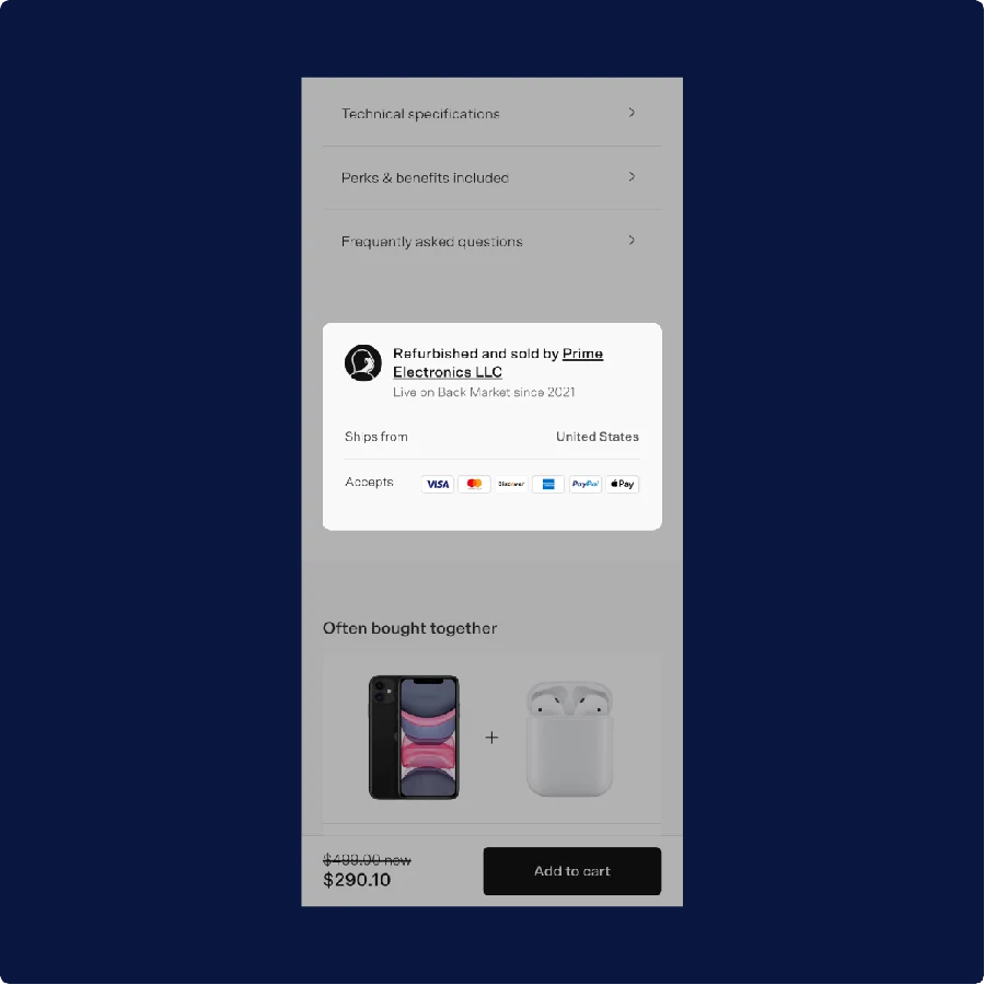 Screen shot of RefurbLane Product Seller