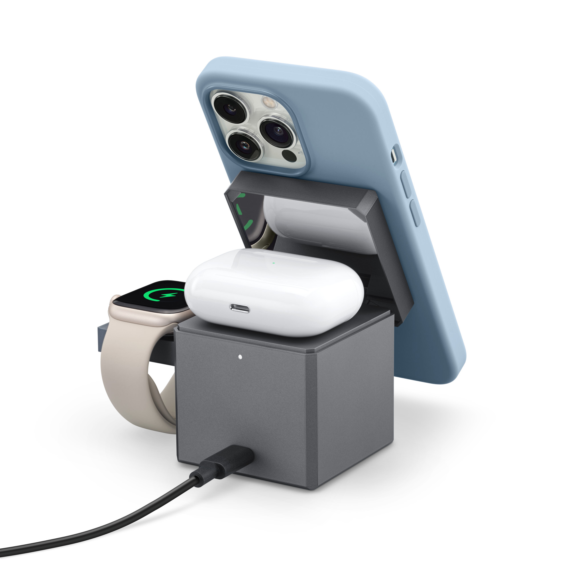 Anker 3-in-1 Cube with Qi2 – Gray