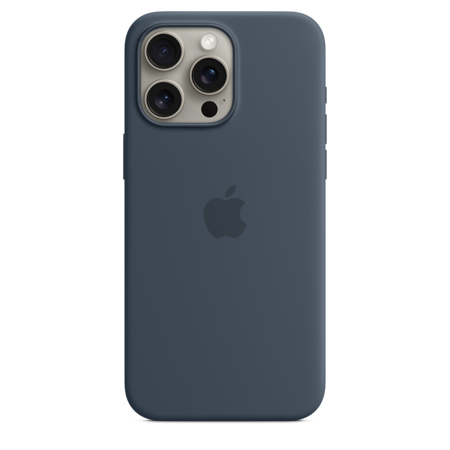 iPhone 15 Pro Max Silicone Case with MagSafe – Storm Blue
