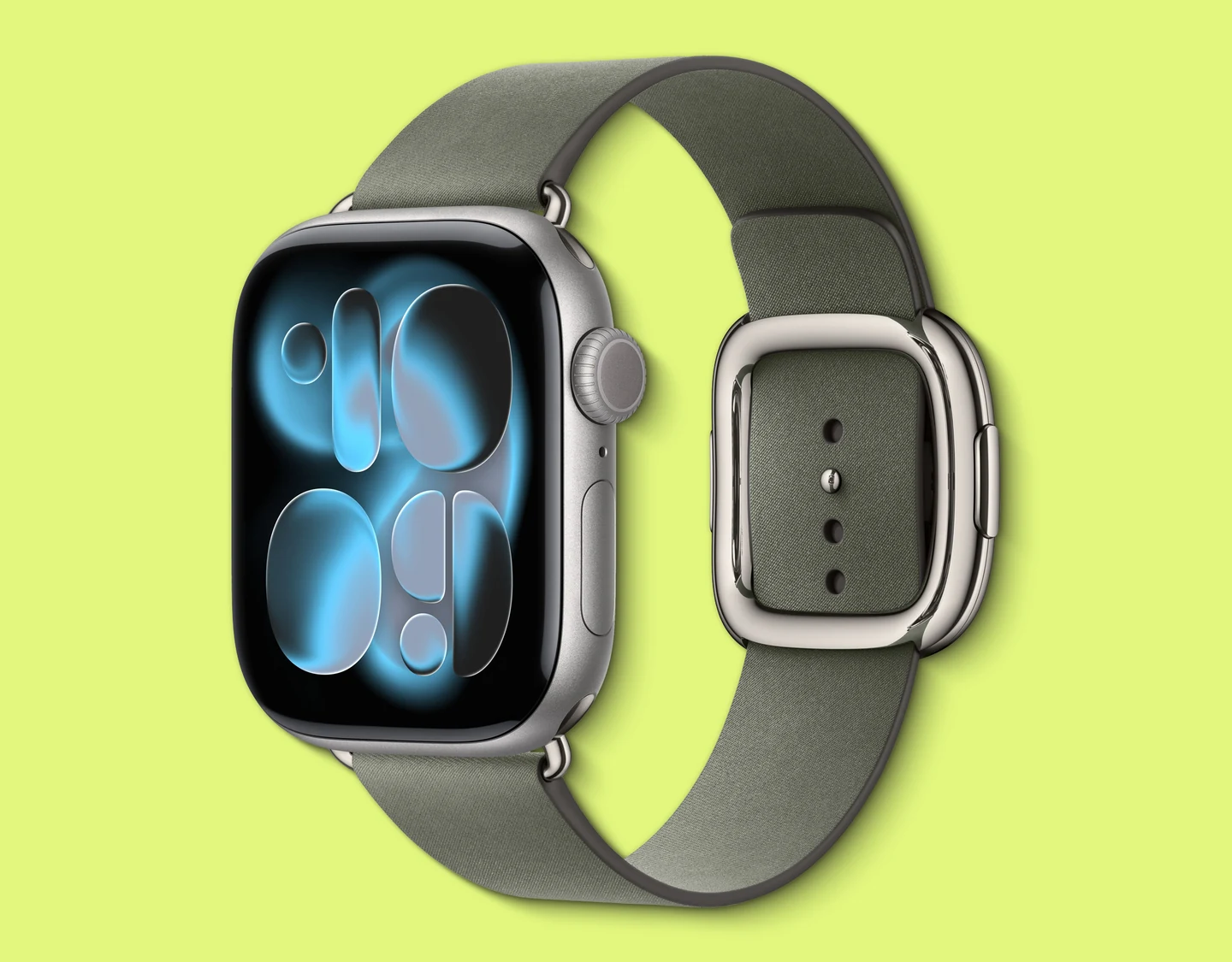 An image of the Apple Watch Series 11 in Space Gray.