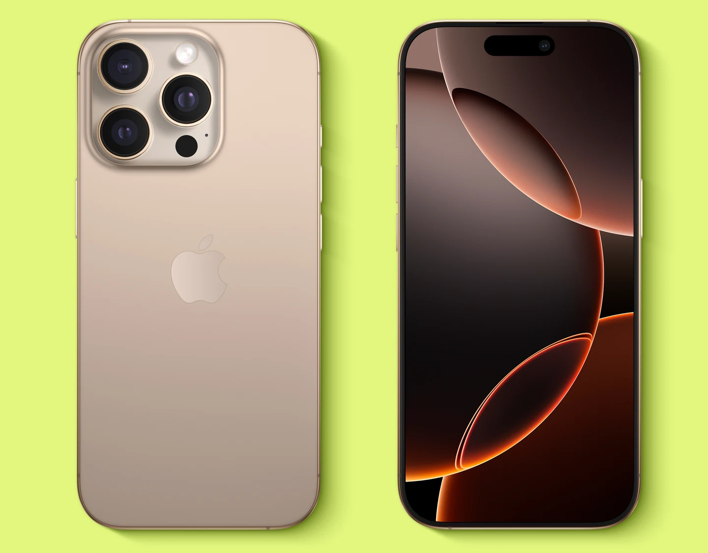 An iPhone 16 Pro shown from the front and back.
