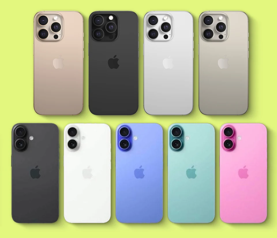 The iPhone 16 lineup comes in 9 colors across the standard and Pro models.